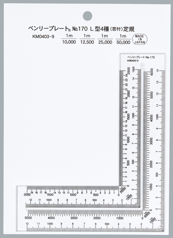 定規№170　Ｌ型座標（窓付）定規